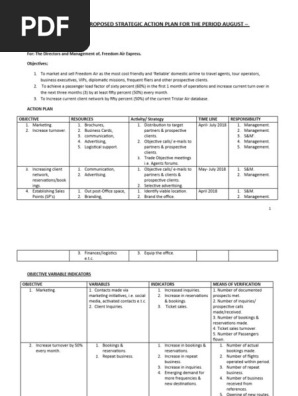 Proposed Business Strategic Action plan