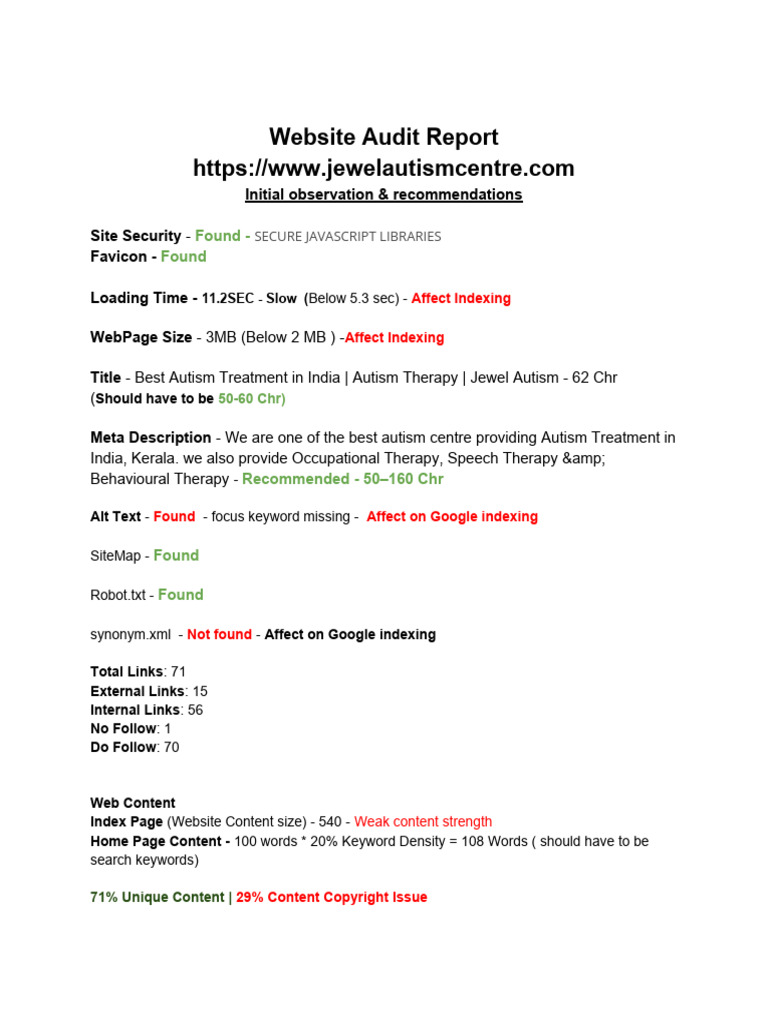 Jewelautismcentre - Website Audit Report | PDF | Search Engine ...