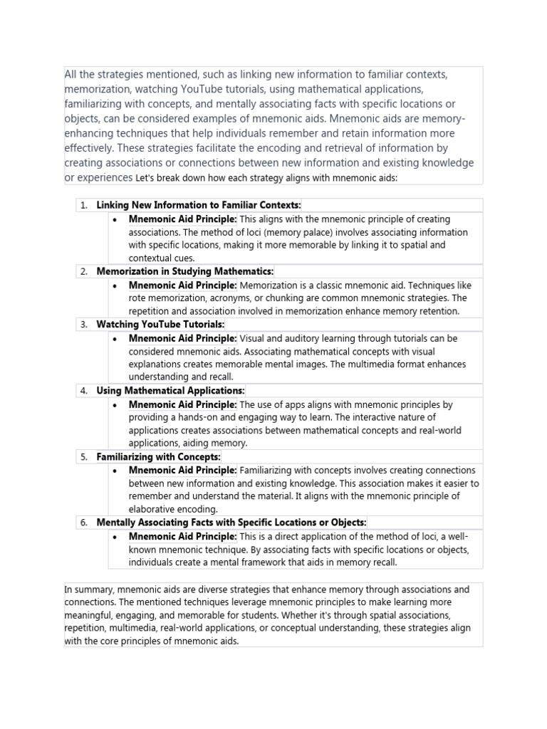 Mnemonic intelligence overview