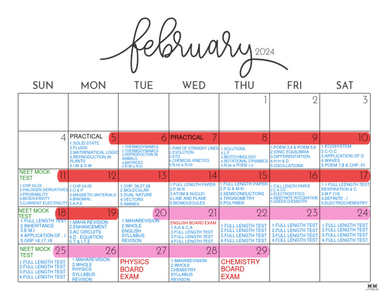 February Exam Prep Schedule | PDF | Physical Sciences | Applied And ...