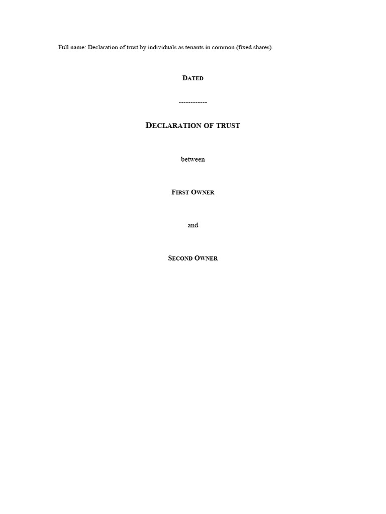 Declaration of trust download free pdf concurrent estate