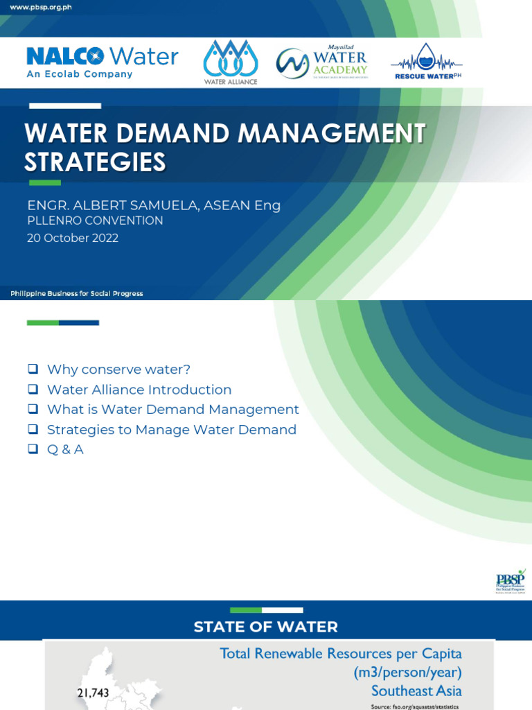 Water Demand Management PIChE 20220916R | PDF | Sanitation | Water ...