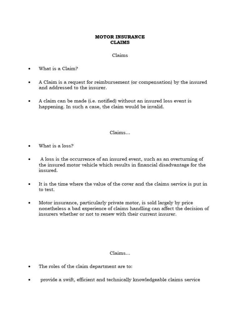 7.2 Motor Insurance Claims | PDF | Insurance | Business Law