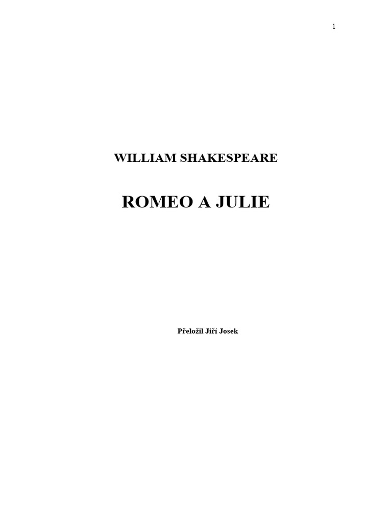 Romeo A Julie Text Hry Josek Pdf