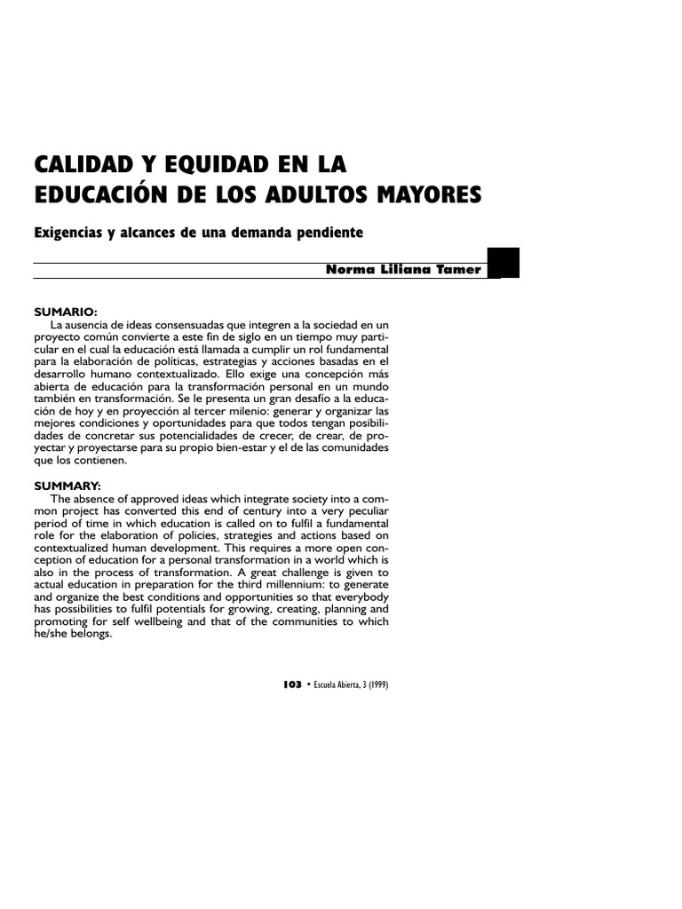 Educación y Equidad para Adultos Mayores | PDF | Vejez | Aprendizaje