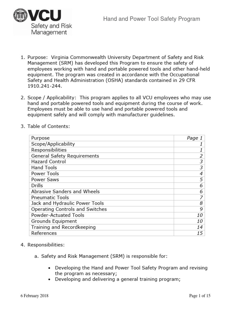 Hand and Power Tool Safety Guidelines | PDF | Personal Protective ...