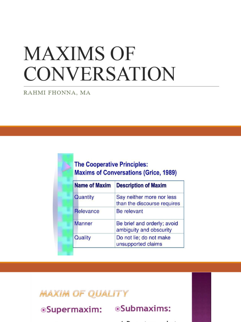 Maxims of Conversation Explained | PDF