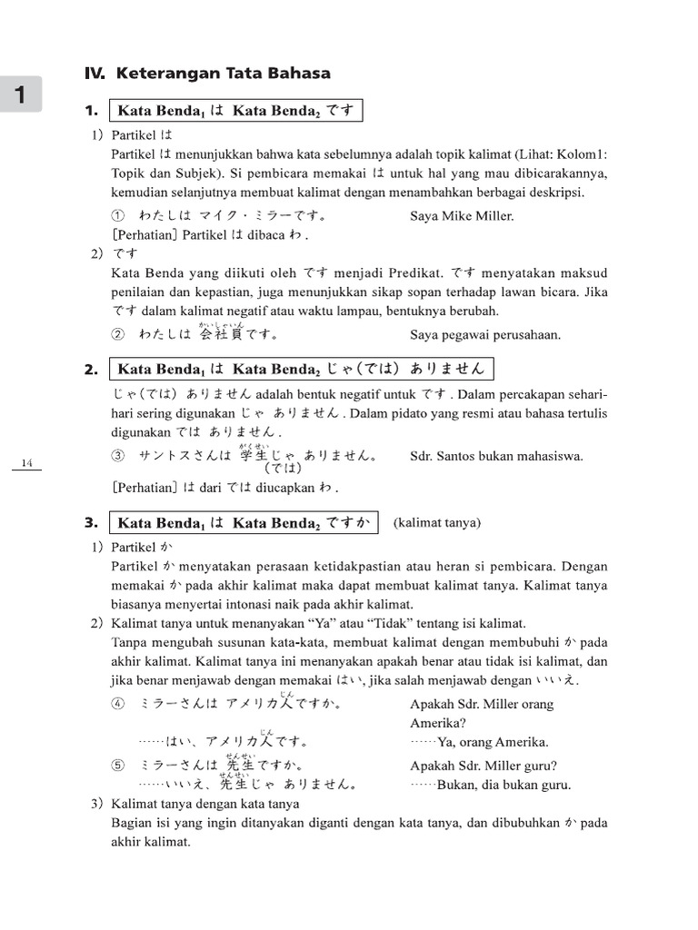 Penjelasan Minna No Nihongo 1 Bab 1 5 Pdf