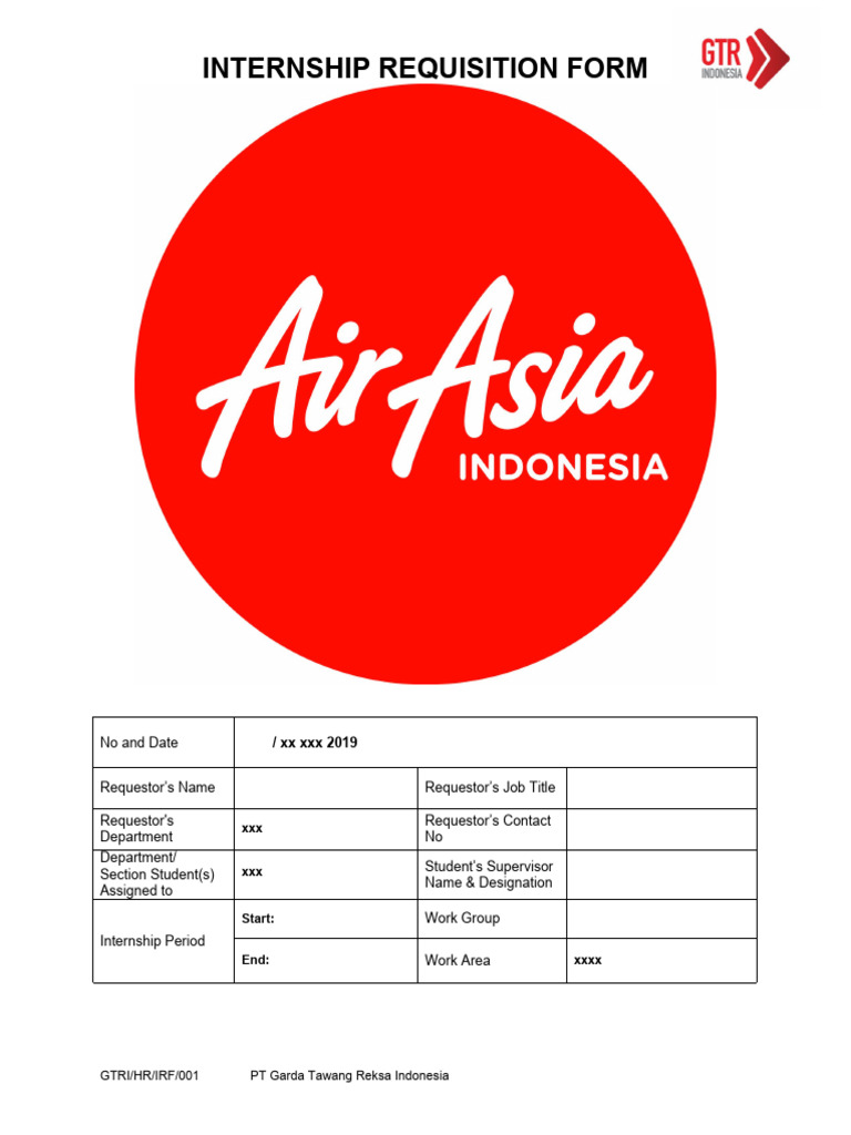 Internship Requisition Form Pdf