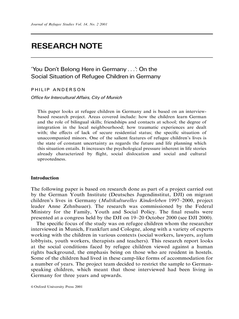 Refugee Children Germany | PDF | Asylum Seeker | Refugee
