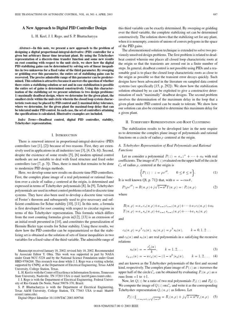 A New Approach To Digital PID Controller Design | PDF | Zero Of A ...