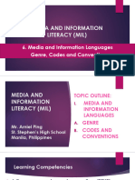 Media and Information Languages Part 1 Genre Codes and Conventions