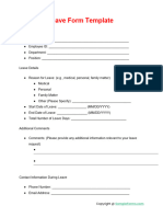 Personal Leave Form Template