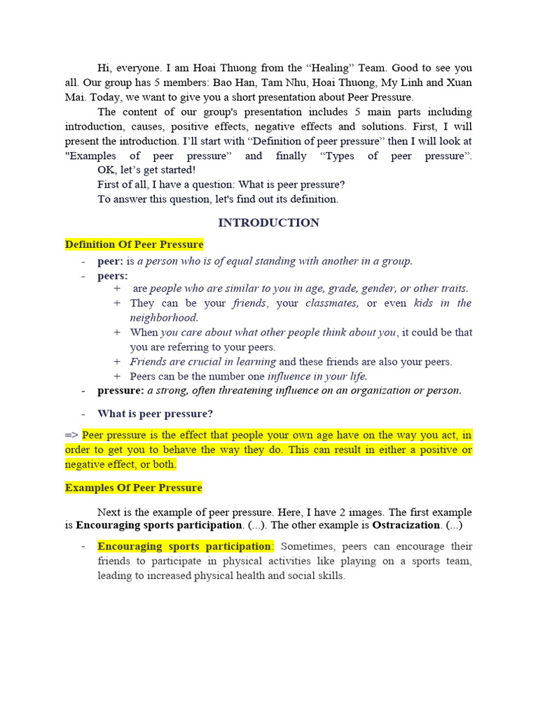 Understanding Peer Pressure Dynamics | PDF | Behavior | Adolescence