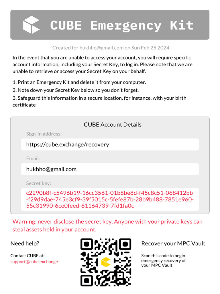 CUBE Emergency Kit Instructions | PDF