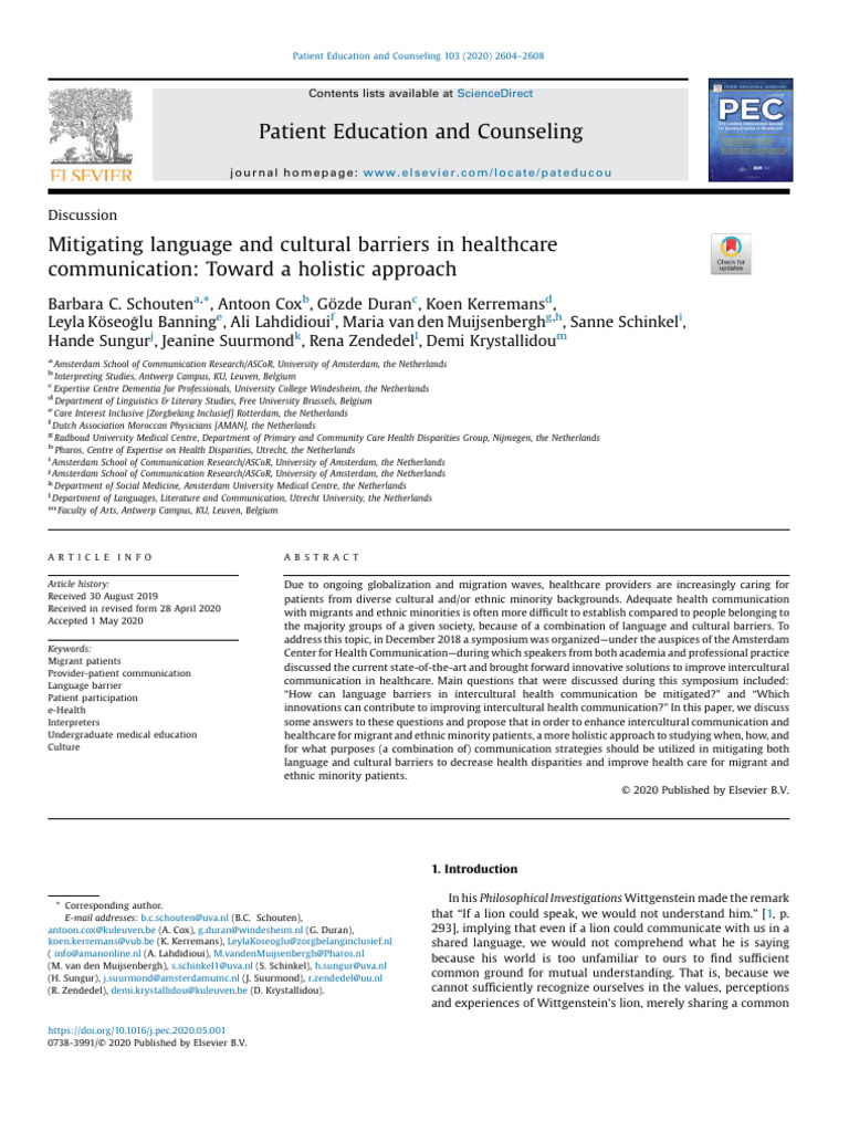 Mitigating Language Barriers in Healthcare | PDF | Health Care | Cross ...