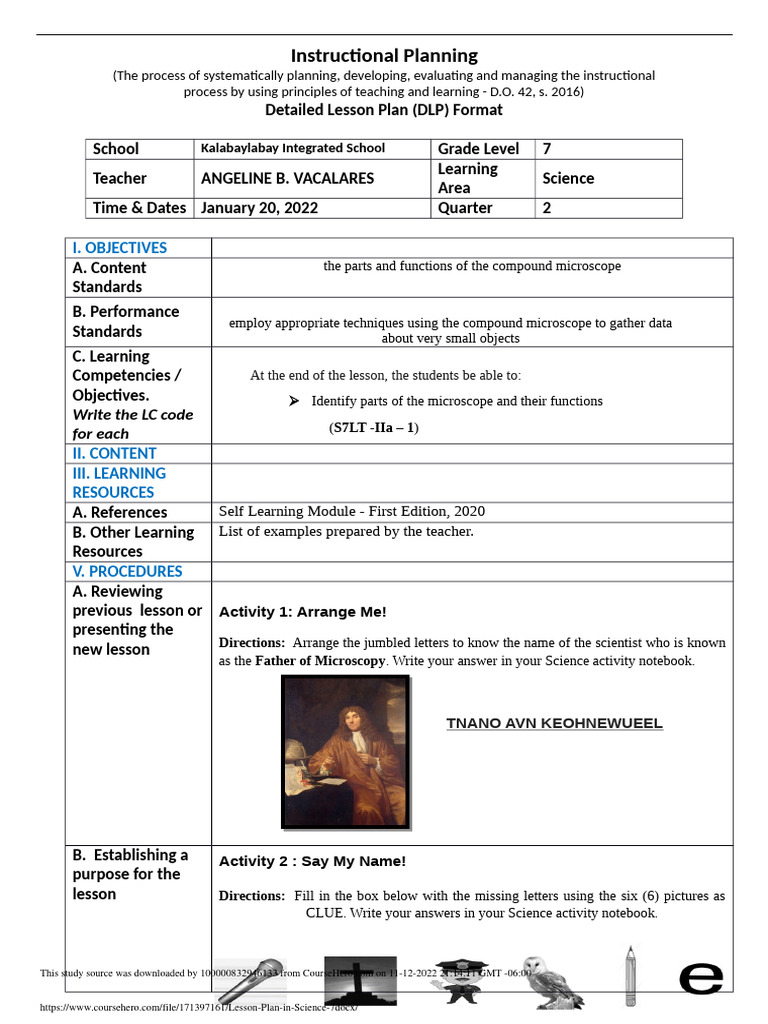 Grade 7 Microscope Lesson Plan | PDF | Optical Devices | Glass Applications