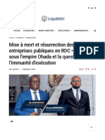 Mise À Mort Et Résurrection Des Entreprises Publiques en RDC - Leur Survie Sous L'empire Ohada Et La Question de L'immunité D'exécution - LegalRDC