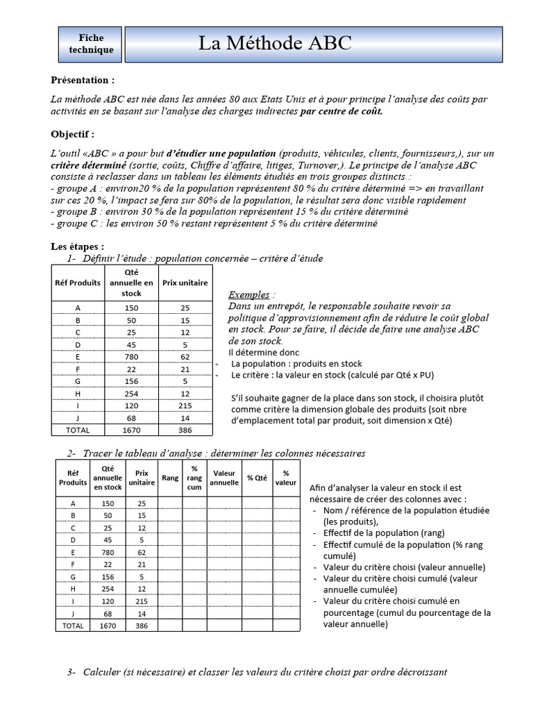 Méthode ABC en Gestion de Stock | PDF | Inventaire | Pourcentage