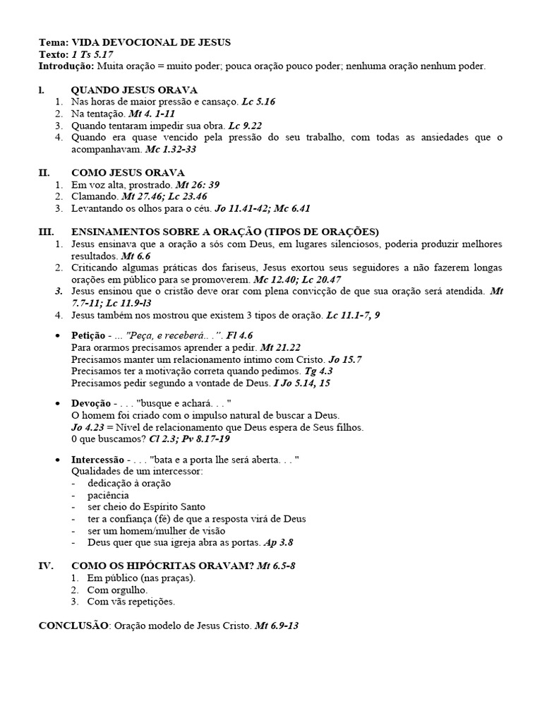 Oração na Vida Devocional de Jesus | PDF | Estudos de Línguas Estrangeiras