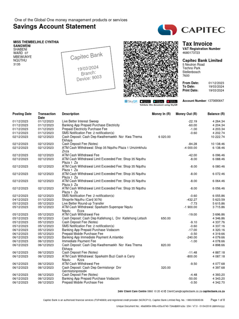 original_statement[1] | PDF | Debit Card | Stored Value Card