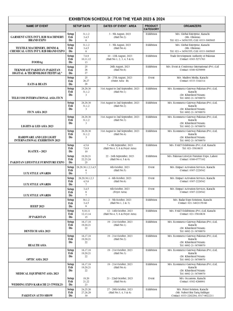 Karachi Expo Center Events 2023-2024 | PDF | Karachi | Clothing