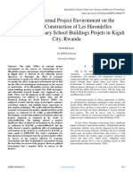 Effect of External Project Environment On The Success of Construction of Les Hirondelles Nursery and Primary School Buildings Projets in Kigali City, Rwanda