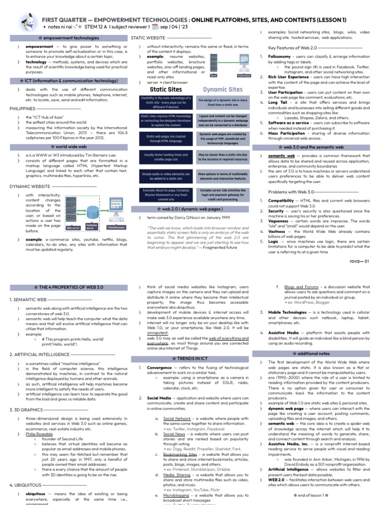 Q1 Empowerment Technologies Pdf World Wide Web Internet Web