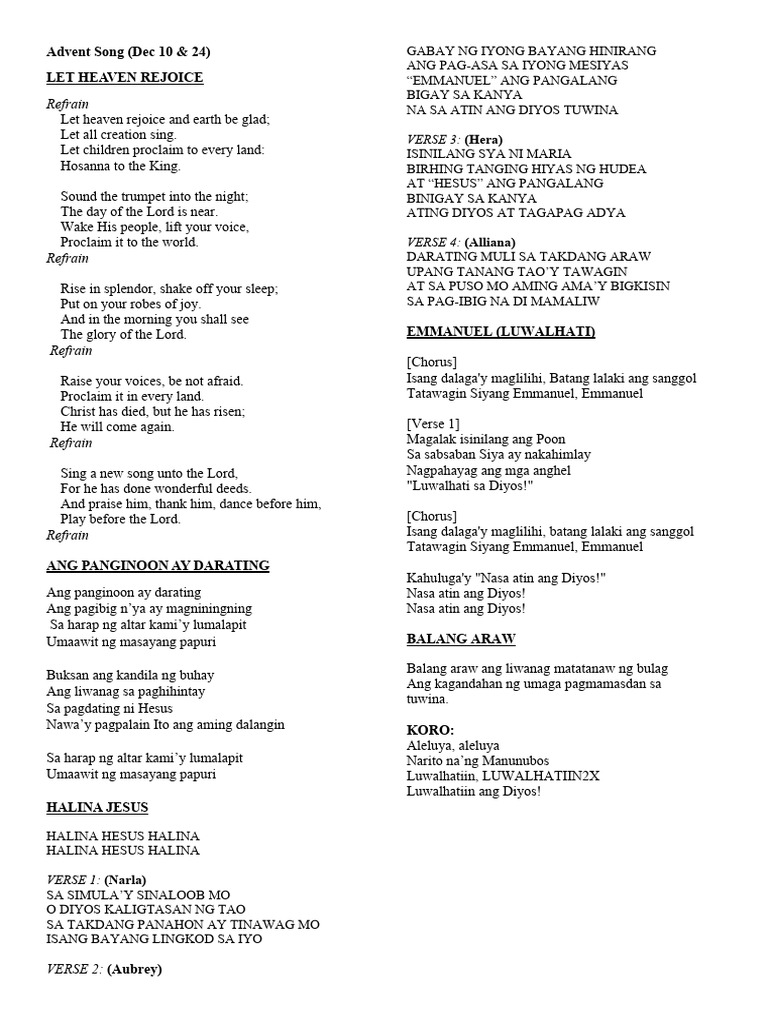 Advent Song Pdf