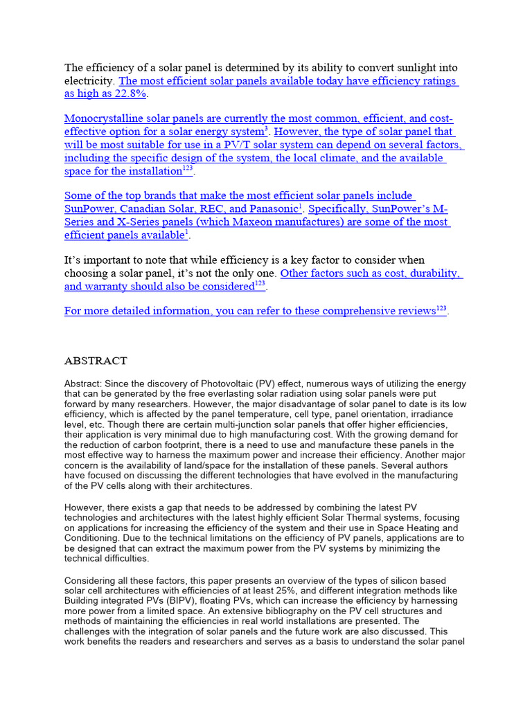 The Efficiency of A Solar Panel Is Determined by Its Ability To Convert ...