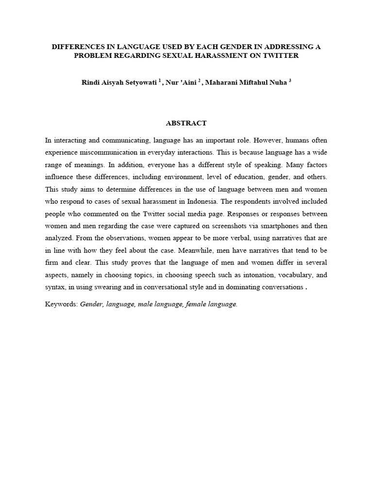 Gender Language Differences on Twitter | PDF | Nonverbal Communication ...