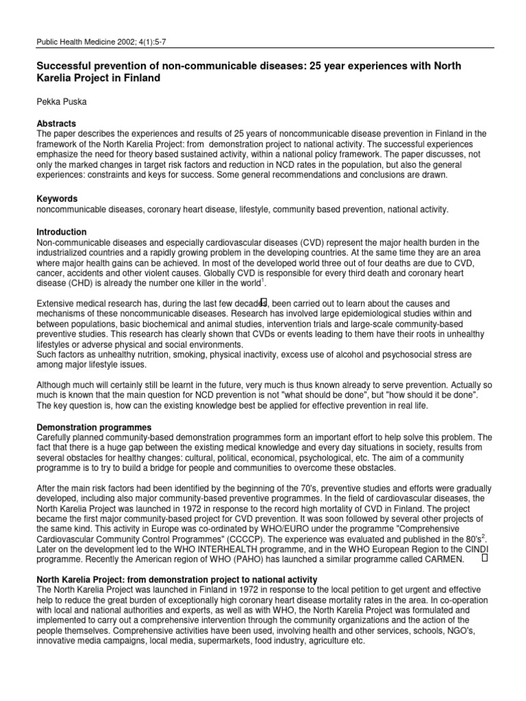 North Karelia Successful NCD Prevention | PDF | Non Communicable ...