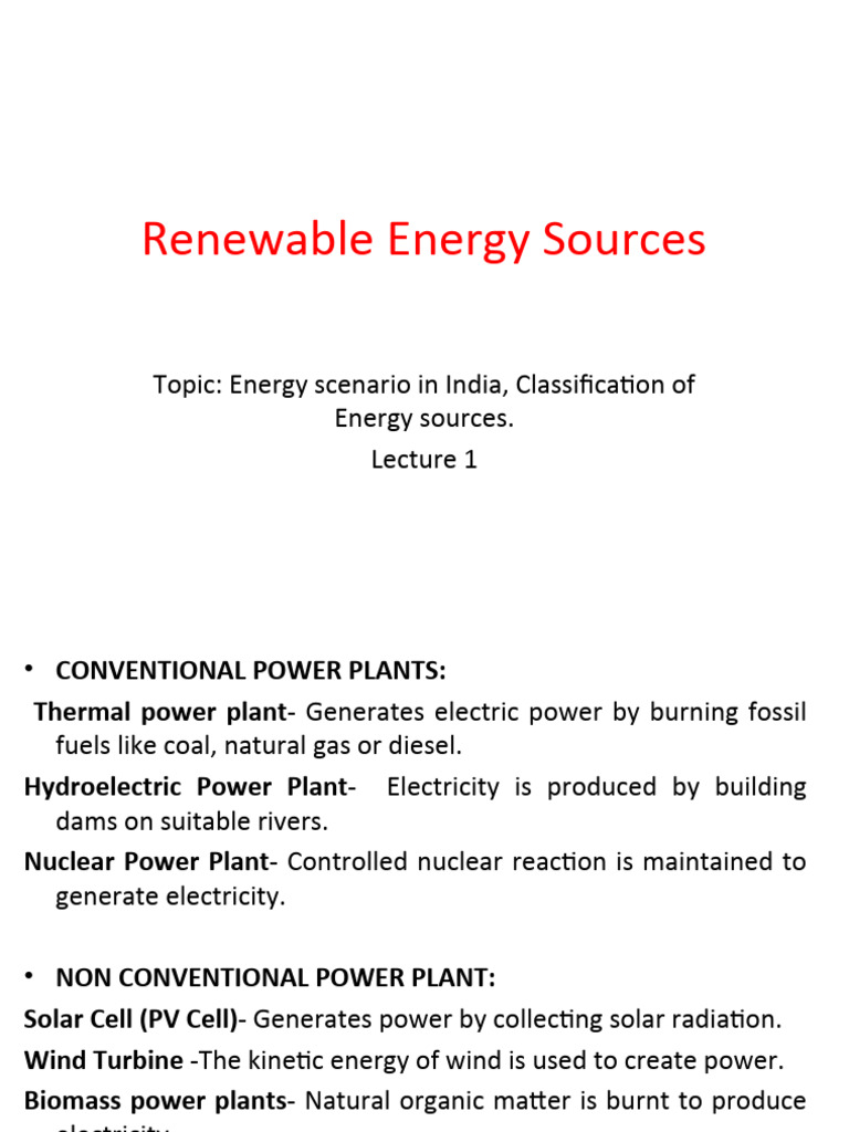 M1. Intro To RE | PDF | Electricity Generation | Power Station