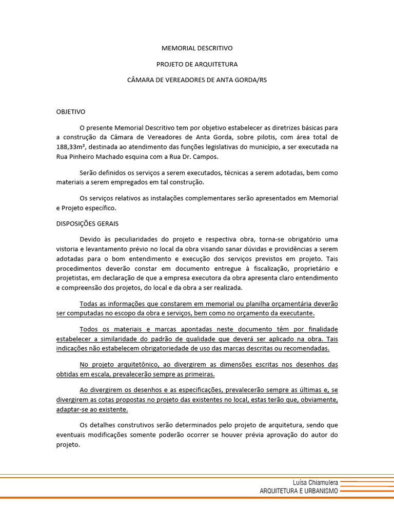 Memorial Descritivo Arquitetonico2 | PDF | Argamassa (alvenaria) | Teto