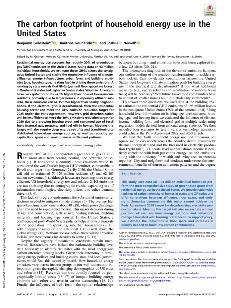 Goldstein Et Al 2020 the Carbon Footprint of Household Energy Use in ...