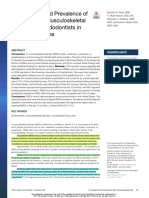 Risk Factors and Prevalence of Occupational Musculoskeletal Pain Among Endodontists in The United States