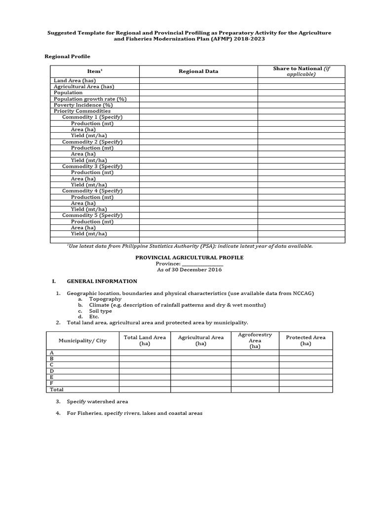 Regional Agricultural and Fisheries Profile | PDF | Agriculture | Livestock