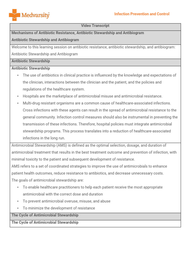 Antibiotic Stewardship and Resistance Management | PDF | Antimicrobial ...