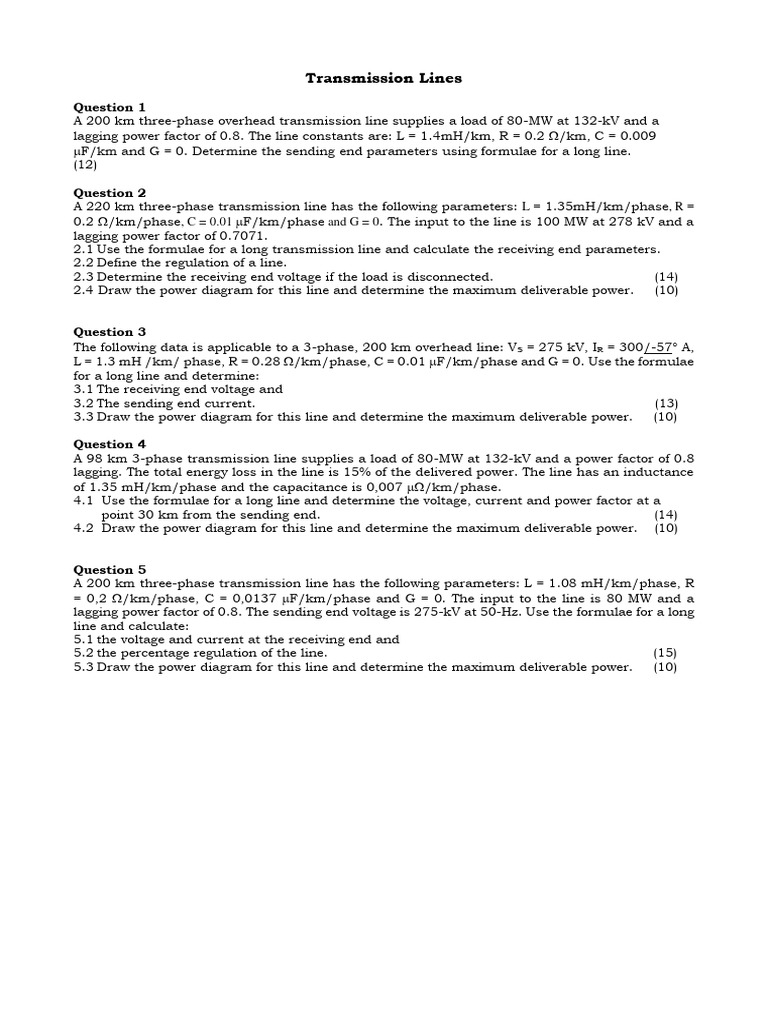 Long Transmission Line Calculations | PDF | Computers | Technology ...