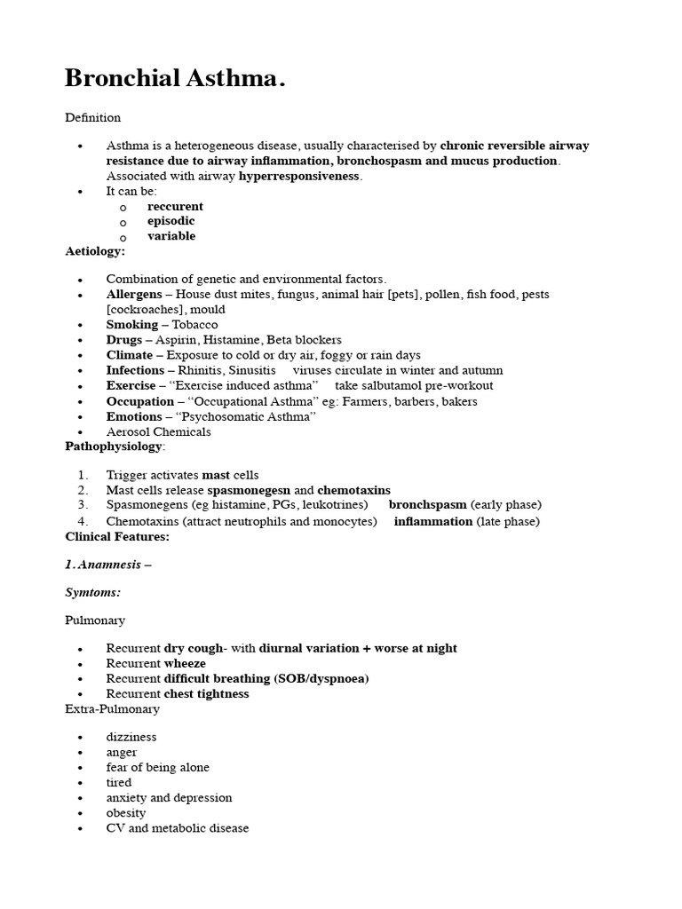 Bronchial Asthma | PDF | Asthma | Diseases And Disorders