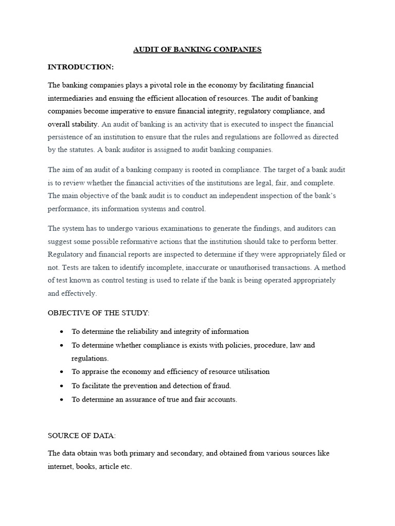 Banking Audit: Compliance and Challenges | PDF | Audit | Internal Control