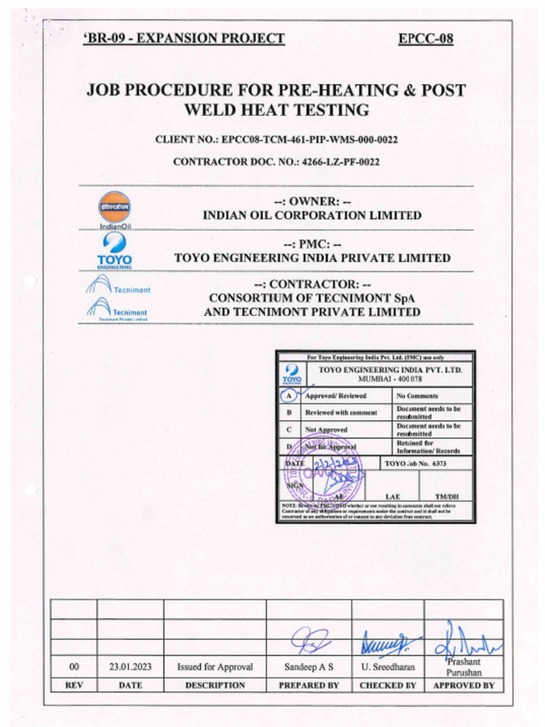 4266-LZ-PF-0022-JOB PROCEDURE FOR PWHT Rev 0 | PDF