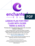 Lesson Plan For First Class With Adults and Older Teens