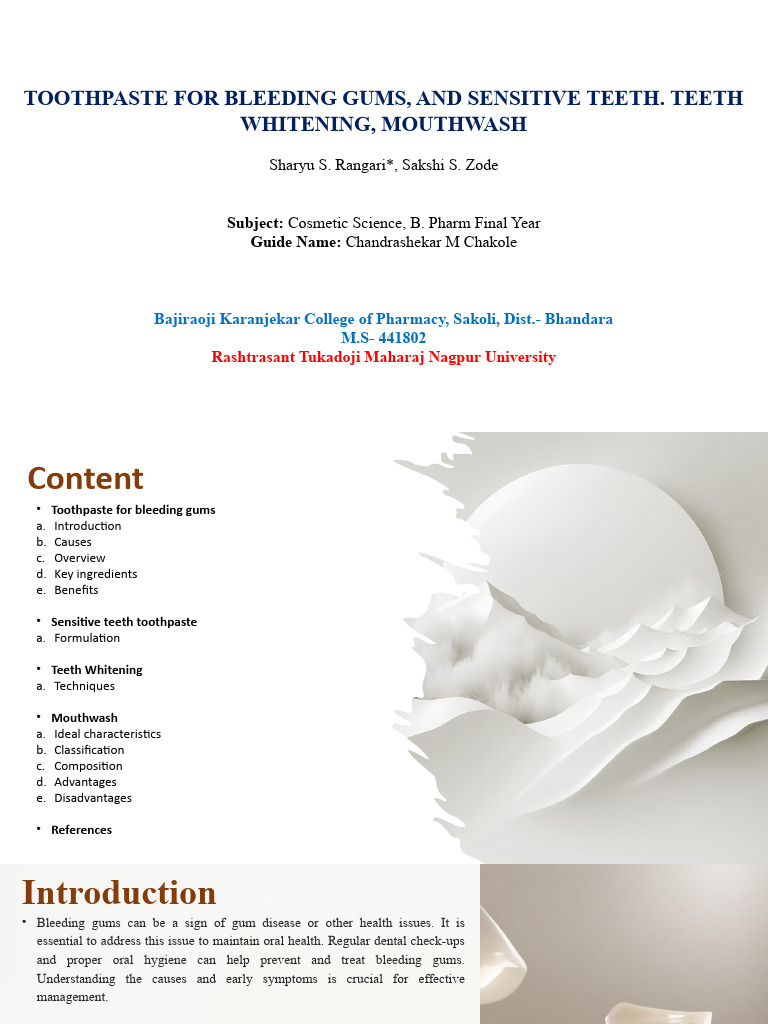Toothpaste for Bleeding Gums & Sensitivity | PDF | Human Tooth | Oral ...