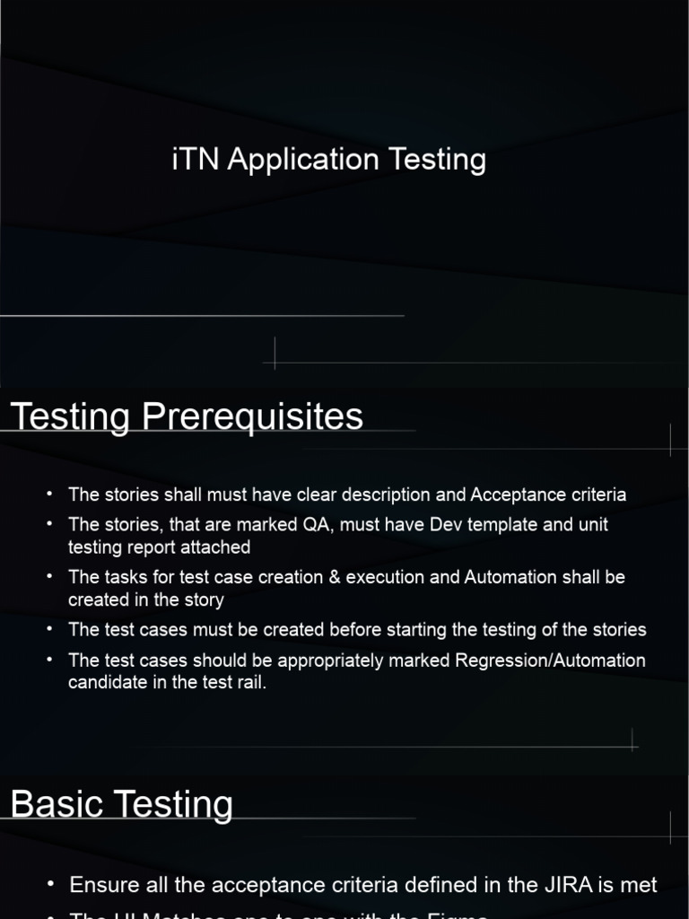 iTN Application Testing Guidelines | PDF | Software Testing | Software ...