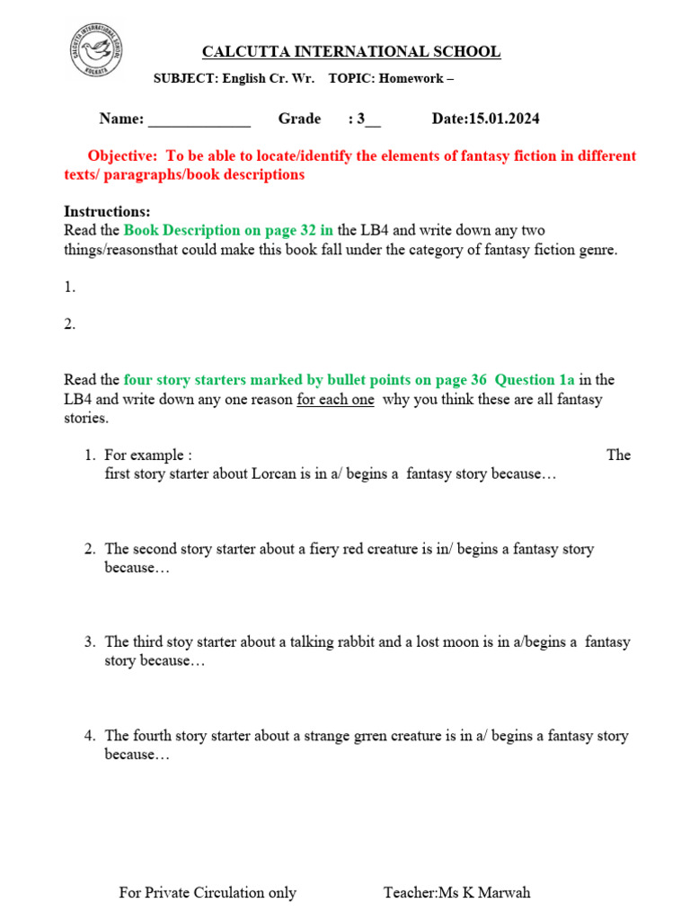 Toddle-Grade 3 - Homework Sheet | PDF