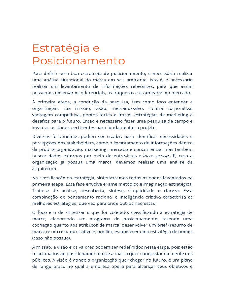 Estratégia de Posicionamento de Marca | PDF | Marca | Gestão de marcas