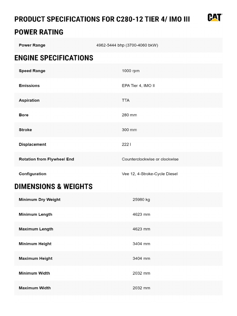 C280 12 Tier 4 - IMO III | PDF