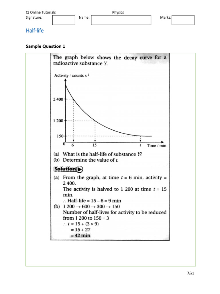 WORKSHEET 16 Half Life PDF Radioactive Decay Chemistry