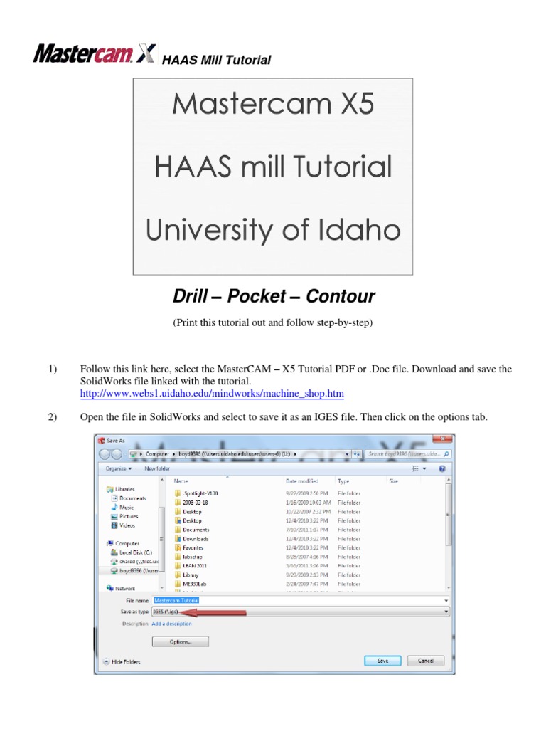 Mastercam X5 Tutorial Pdf Drilling Machine Tool